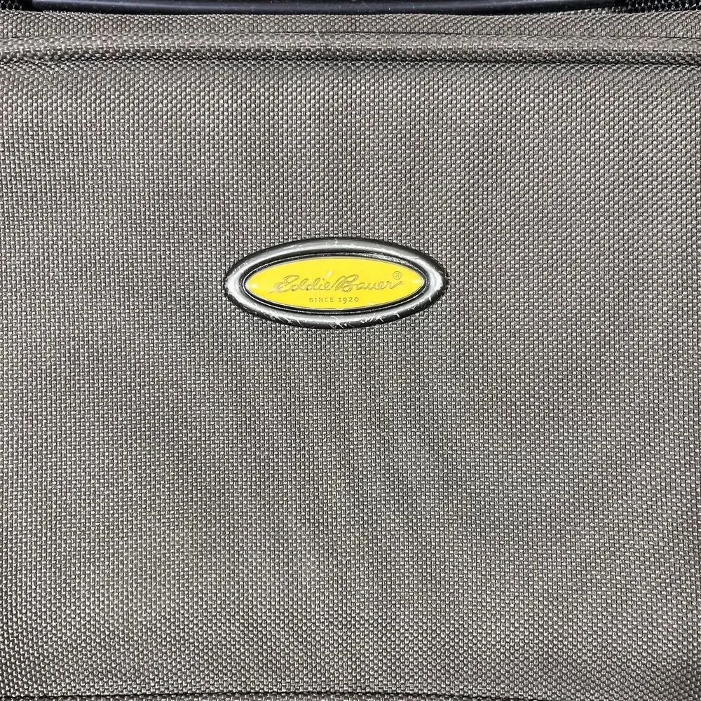 Eddie Bauer Messenger Weekend Bag Green Canvas Laptop Travel Shoulder Strap